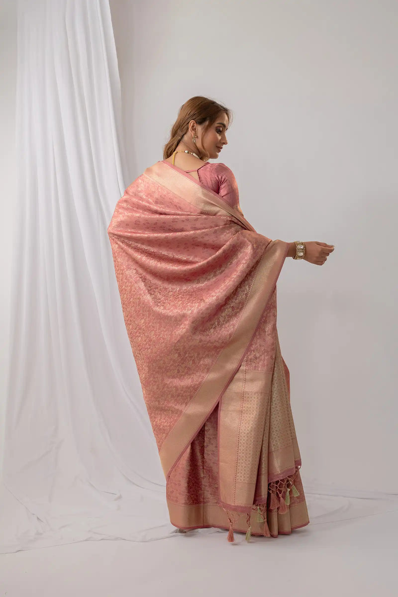 Gulbahaar Pink Satin Saree