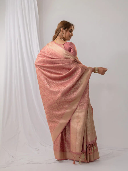 Gulbahaar Pink Satin Saree