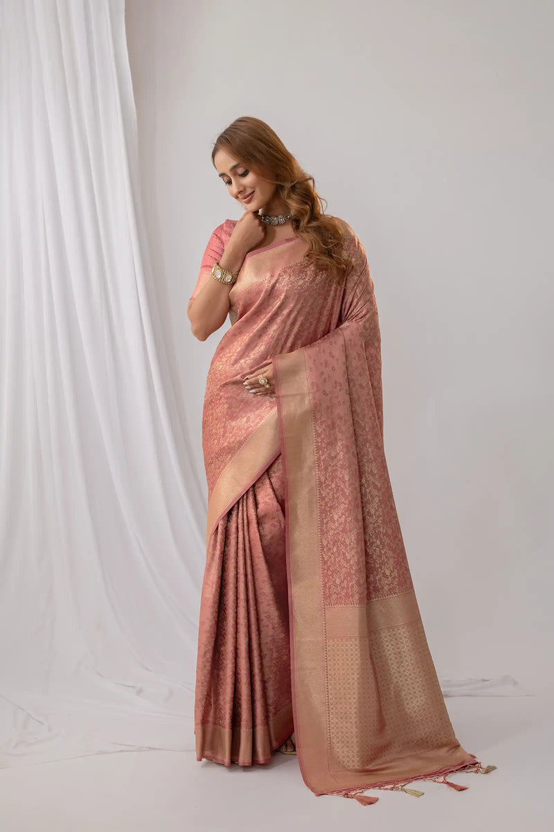 Gulbahaar Pink Satin Saree
