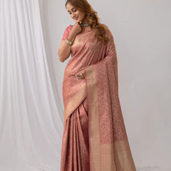 Gulbahaar Pink Satin Saree