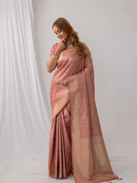 Gulbahaar Pink Satin Saree