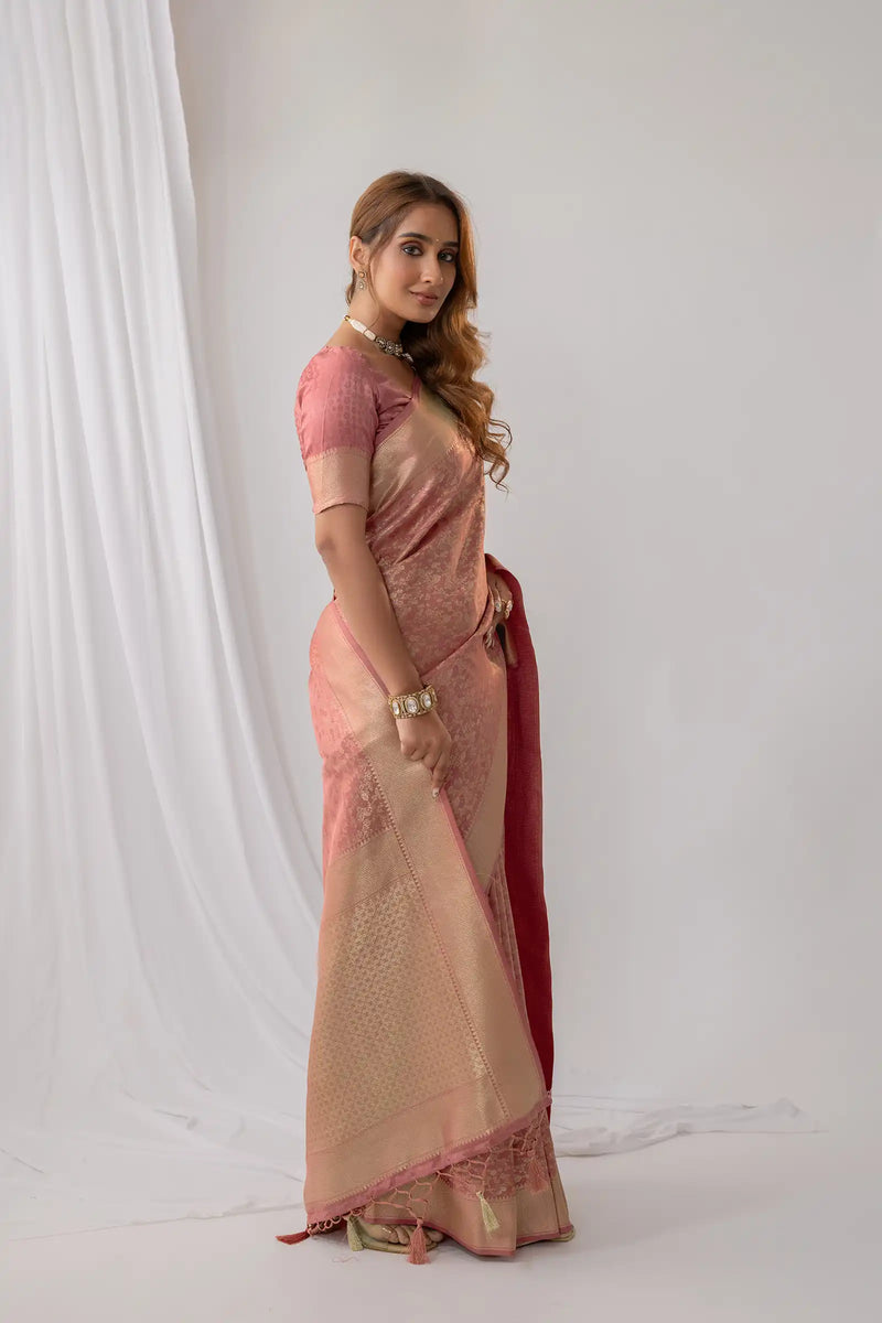 Gulbahaar Pink Satin Saree