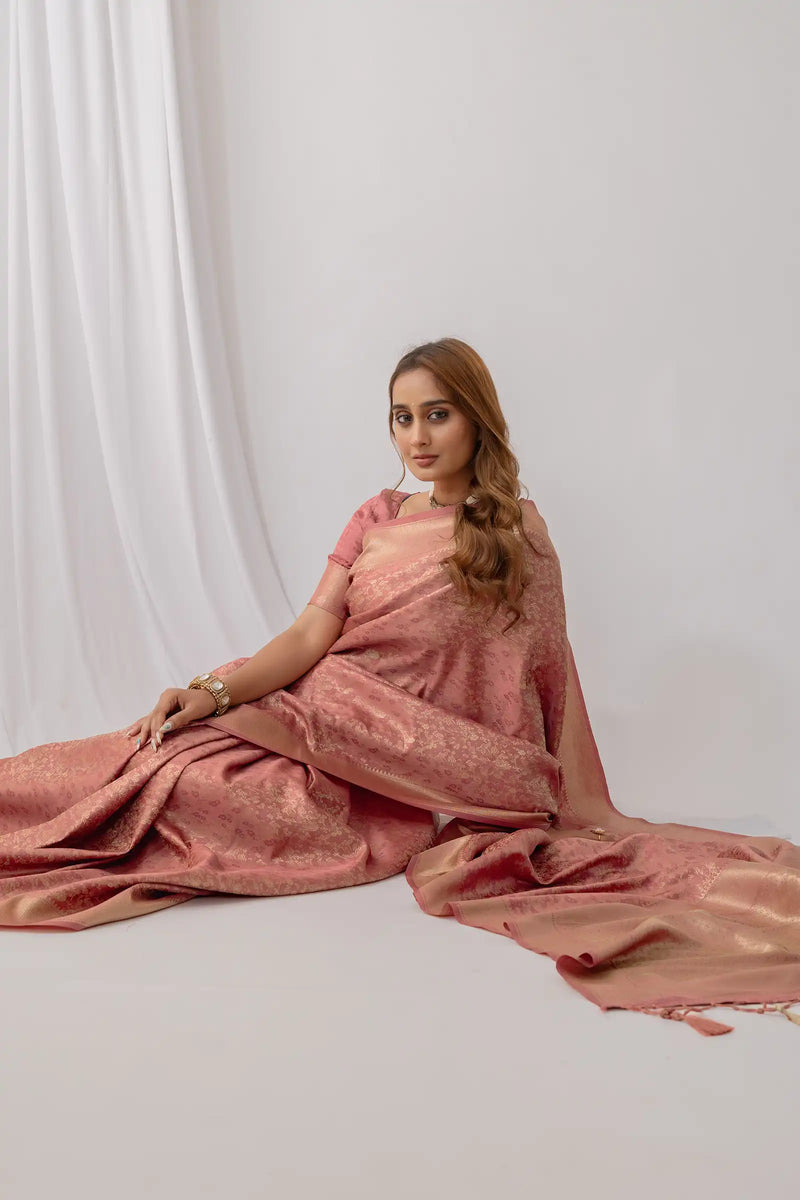 Gulbahaar Pink Satin Saree
