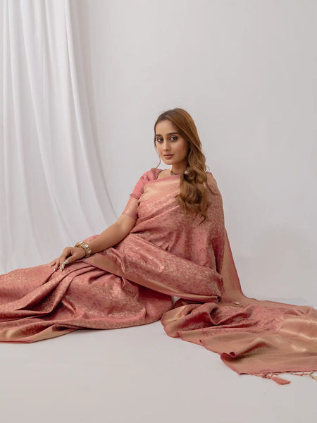 Gulbahaar Pink Satin Saree