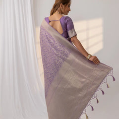 Gulbahaar Purple Satin Saree