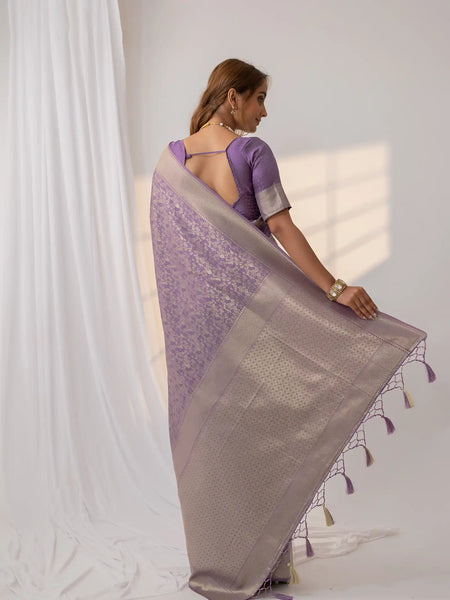 Gulbahaar Purple Satin Saree