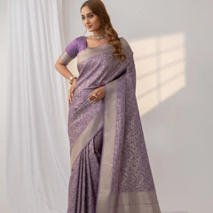 Gulbahaar Purple Satin Saree