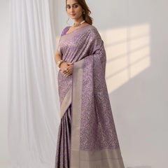 Gulbahaar Purple Satin Saree