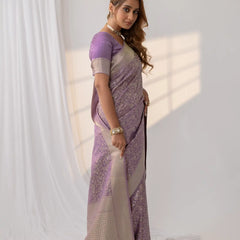 Gulbahaar Purple Satin Saree