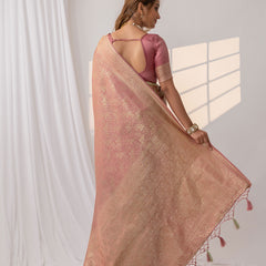 Gulnar Pink Satin Saree