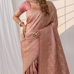 Gulnar Pink Satin Saree