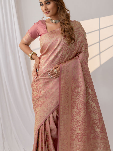 Gulnar Pink Satin Saree