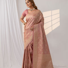 Gulnar Pink Satin Saree