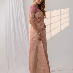 Gulnar Pink Satin Saree