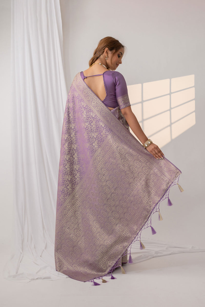 Gulnar Purple Satin Saree