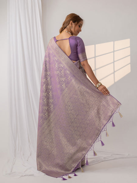 Gulnar Purple Satin Saree