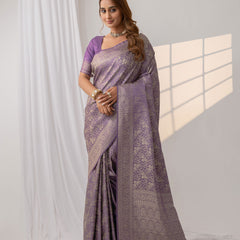Gulnar Purple Satin Saree