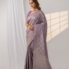 Gulnar Purple Satin Saree