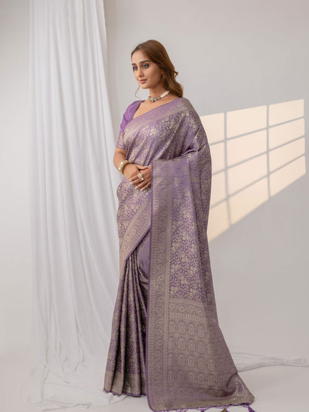 Gulnar Purple Satin Saree