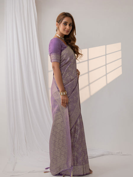 Gulnar Purple Satin Saree
