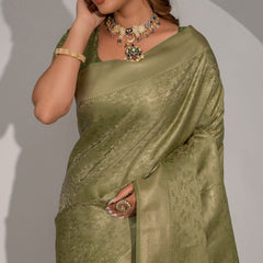 Gulbahaar Green Satin Saree