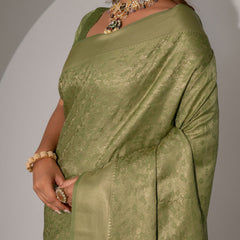 Gulbahaar Green Satin Saree
