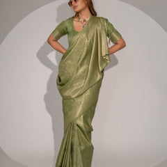 Gulbahaar Green Satin Saree
