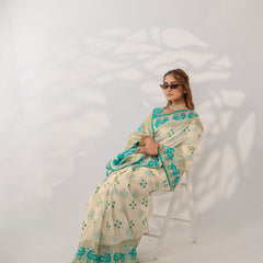 Patola Linen Cream Saree