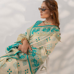 Patola Linen Cream Saree