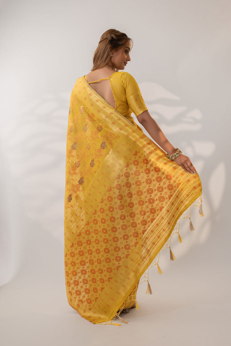 Juhi Cotton Yellow Saree