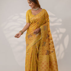 Juhi Cotton Yellow Saree