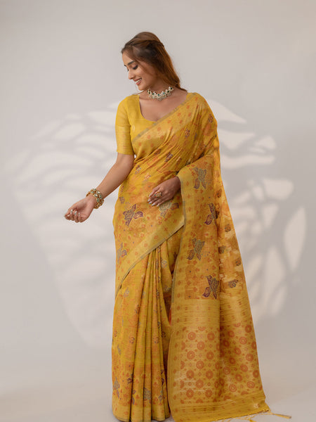 Juhi Cotton Yellow Saree