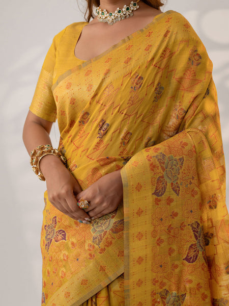 Juhi Cotton Yellow Saree