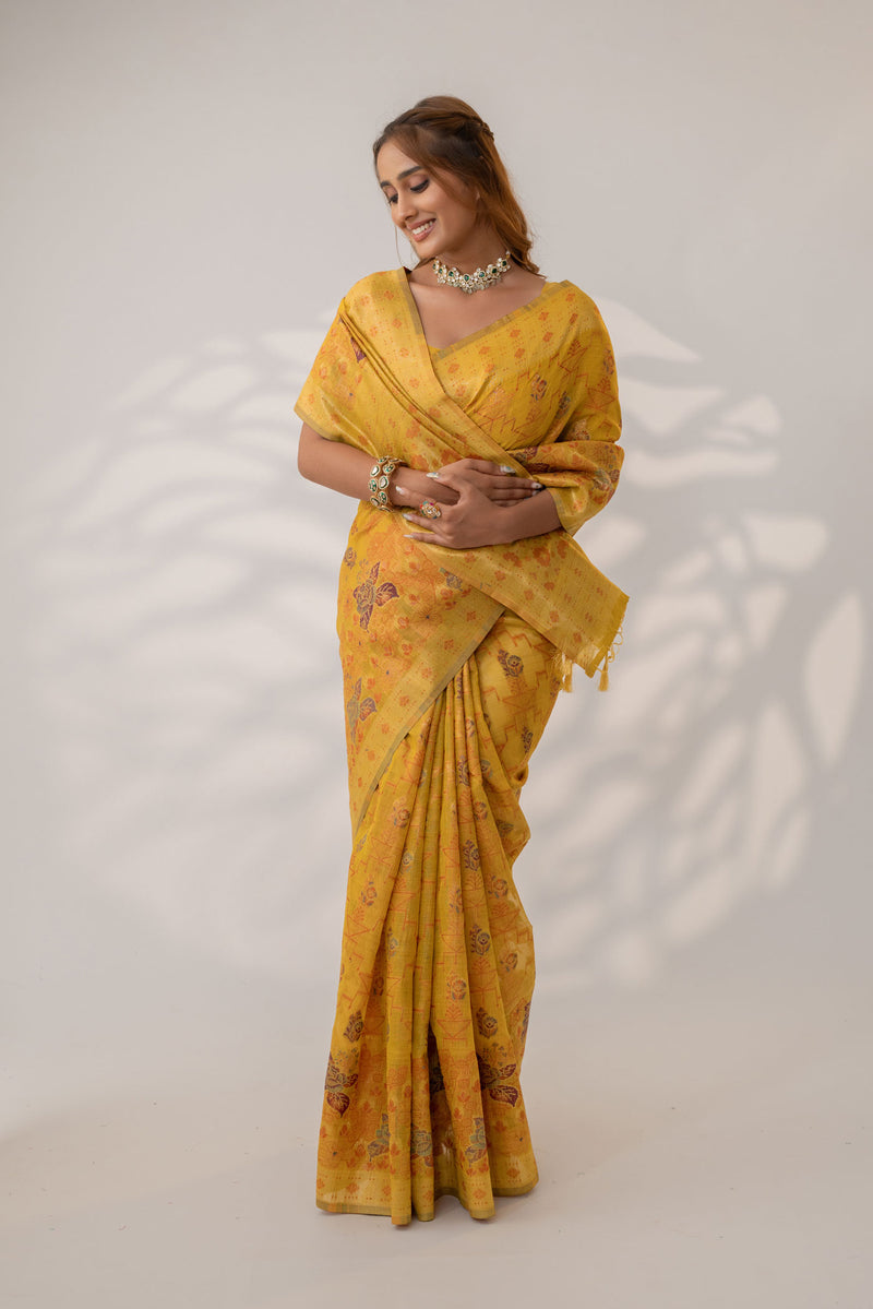 Juhi Cotton Yellow Saree