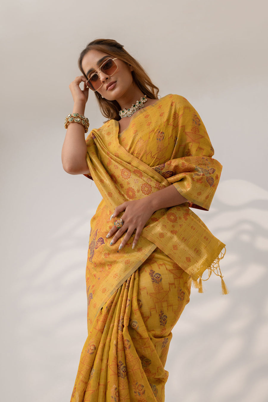 Juhi Cotton Yellow Saree