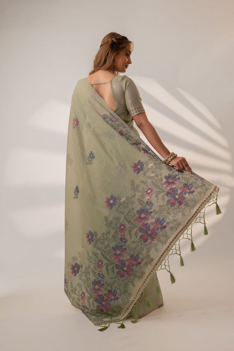 Lavanya Cotton Pistachio Saree