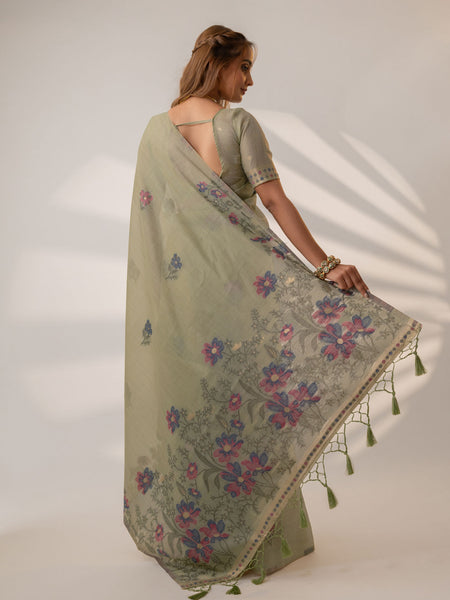 Lavanya Cotton Pistachio Saree