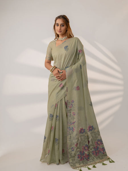 Lavanya Cotton Pistachio Saree