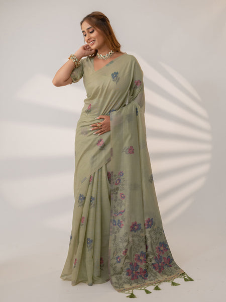 Lavanya Cotton Pistachio Saree