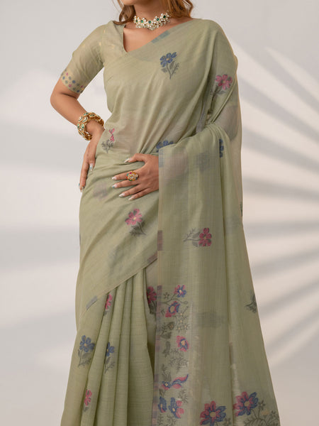 Lavanya Cotton Pistachio Saree