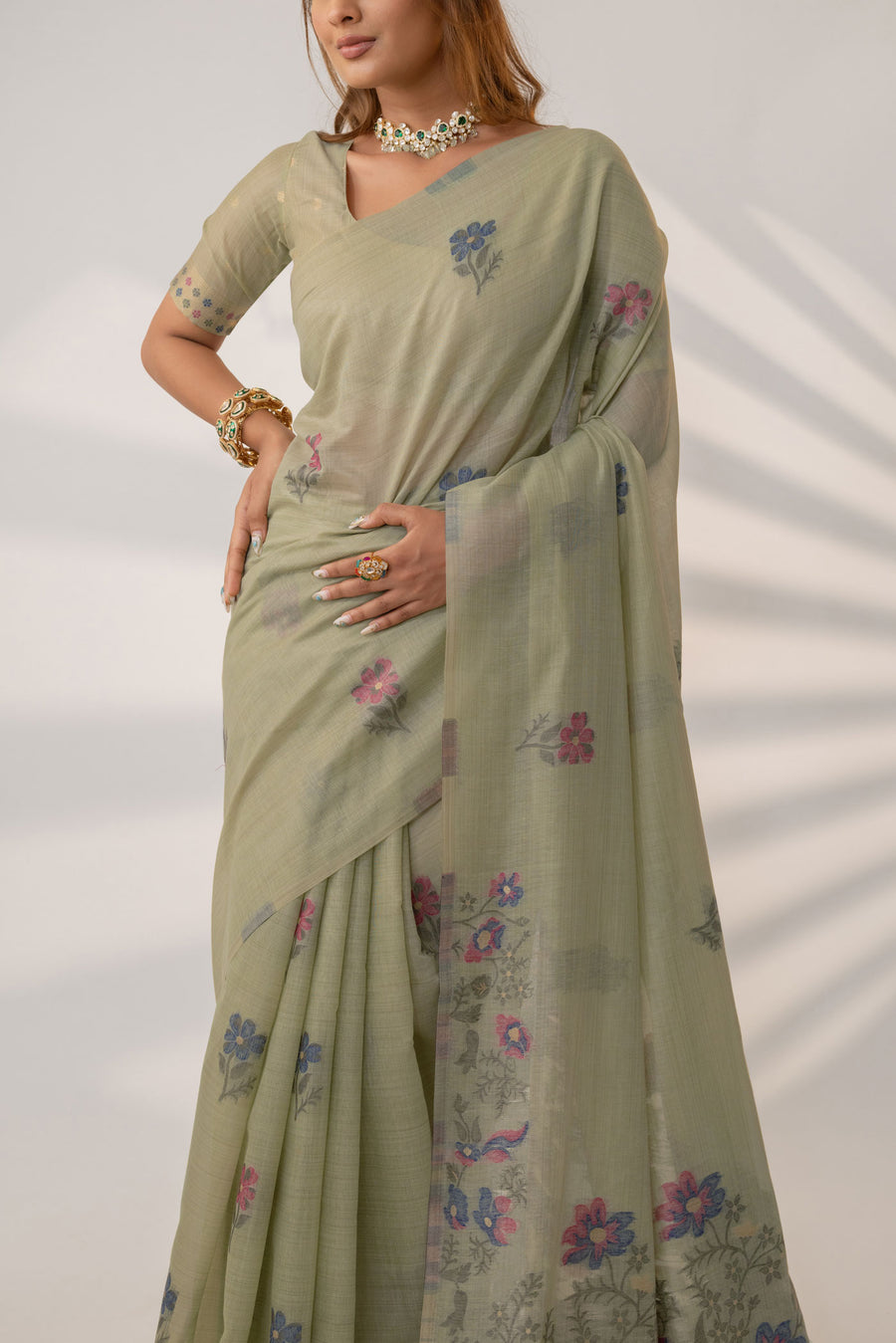 Lavanya Cotton Pistachio Saree