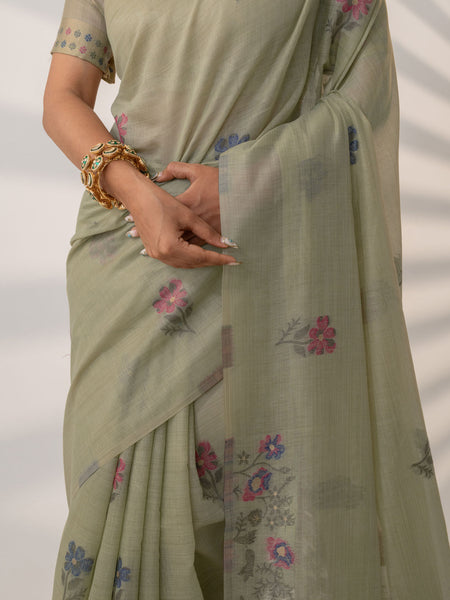 Lavanya Cotton Pistachio Saree