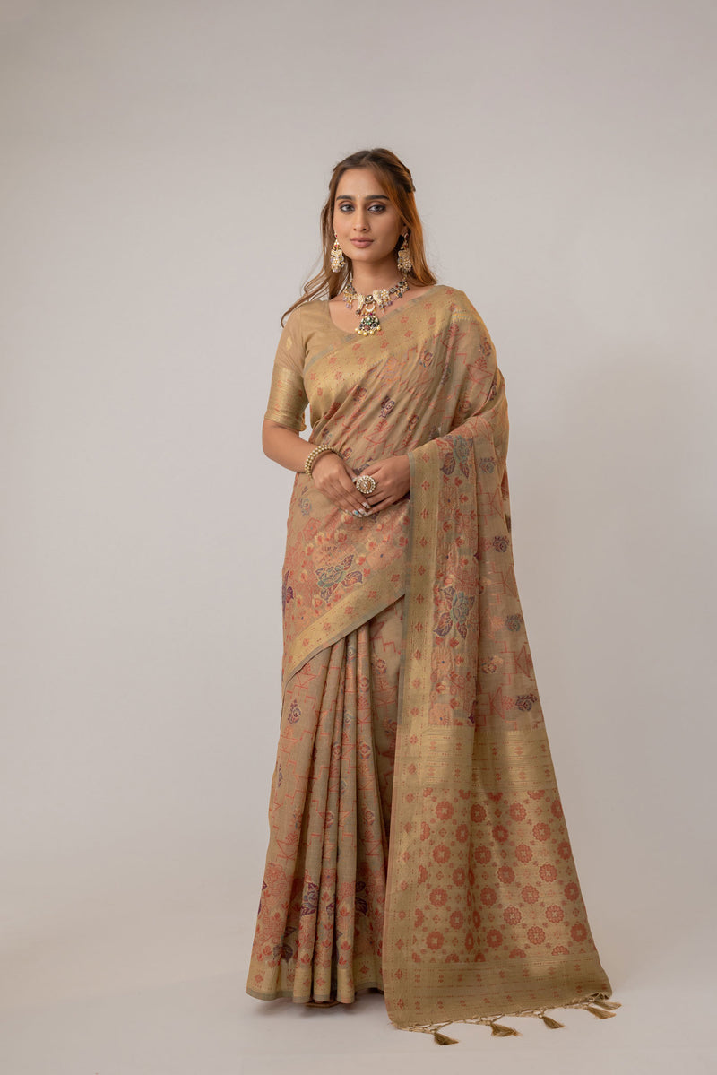 Juhi Cotton Beige Saree