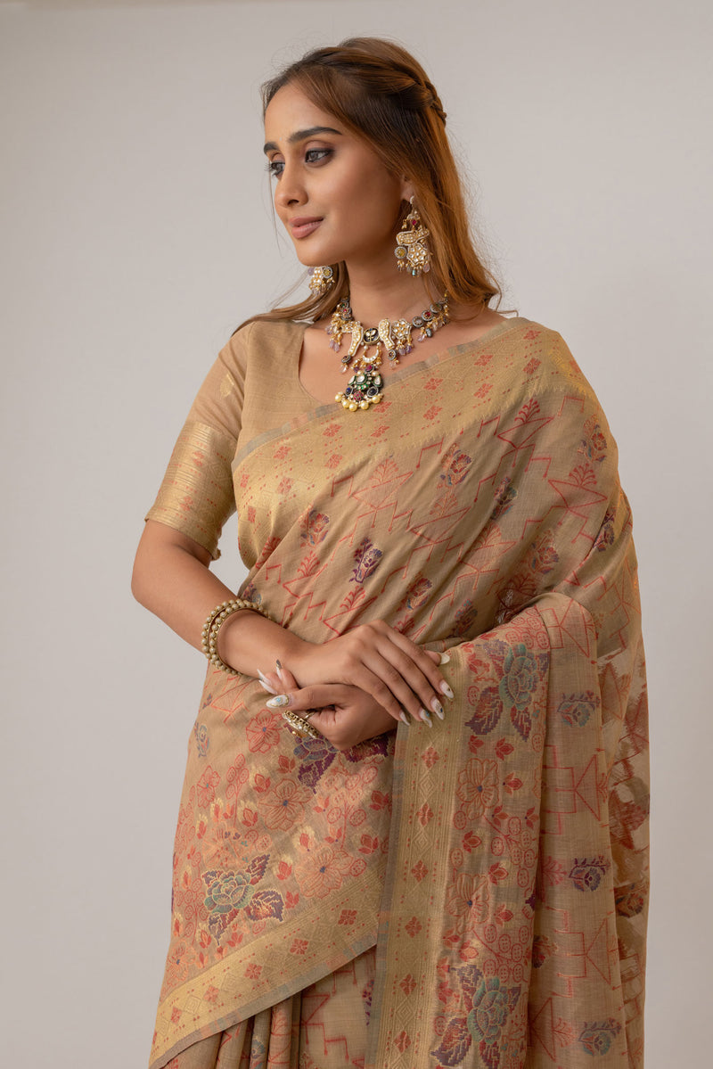 Juhi Cotton Beige Saree