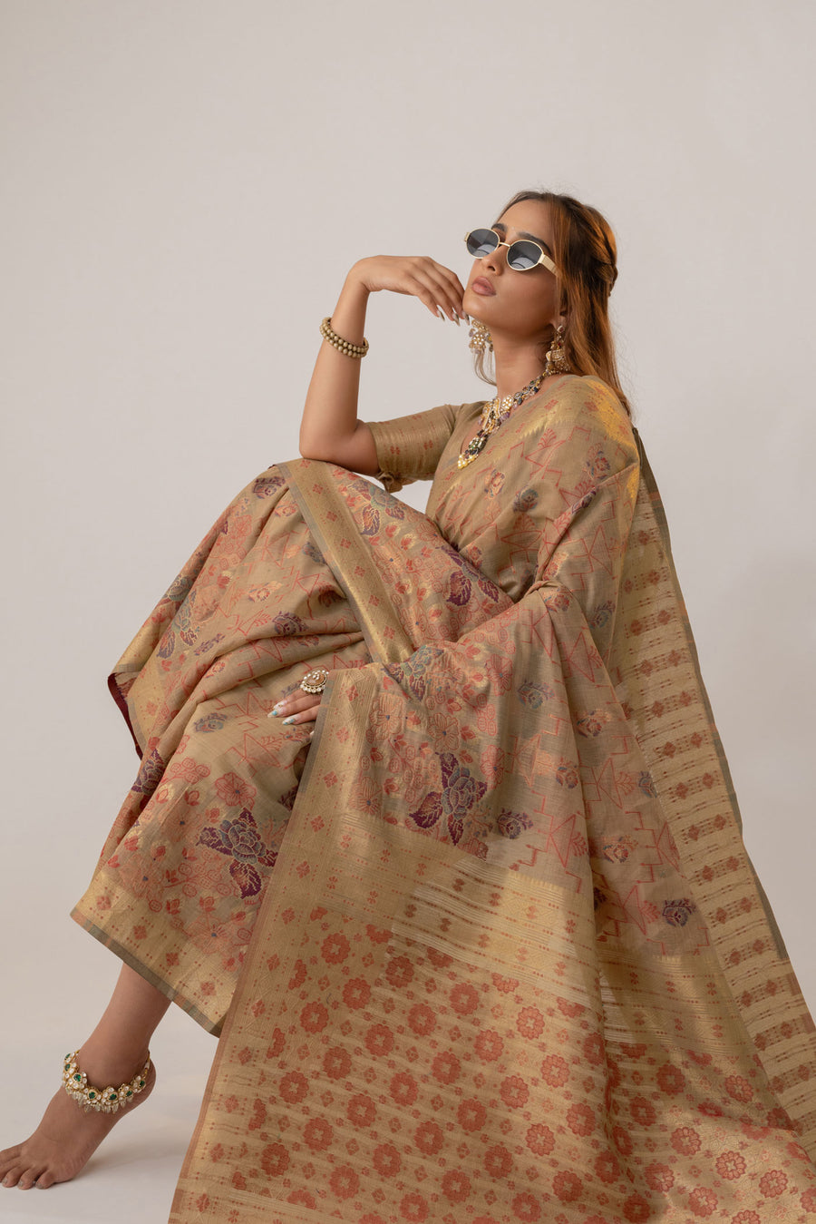Juhi Cotton Beige Saree