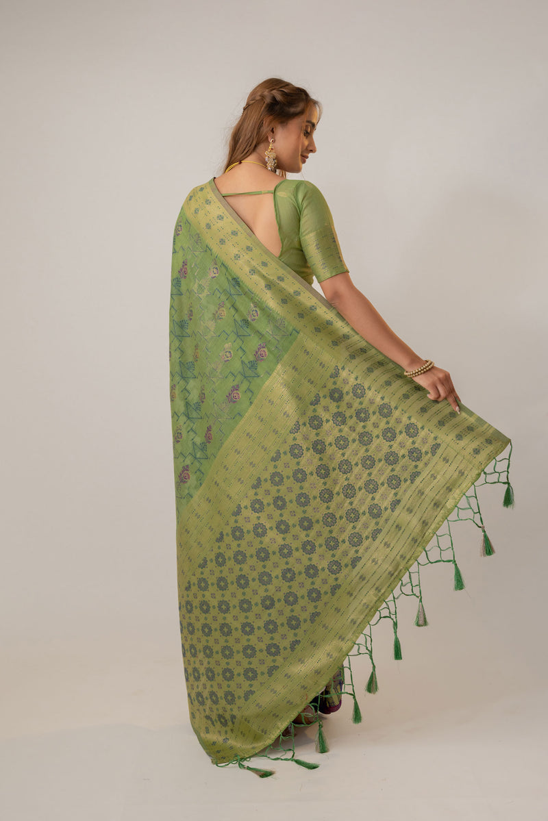 Juhi Cotton Green Saree