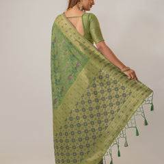 Juhi Cotton Green Saree
