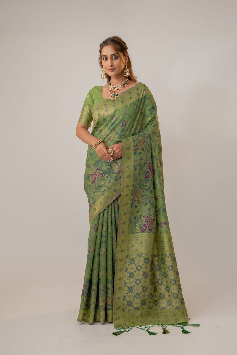 Juhi Cotton Green Saree