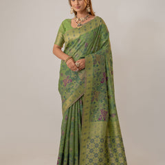Juhi Cotton Green Saree
