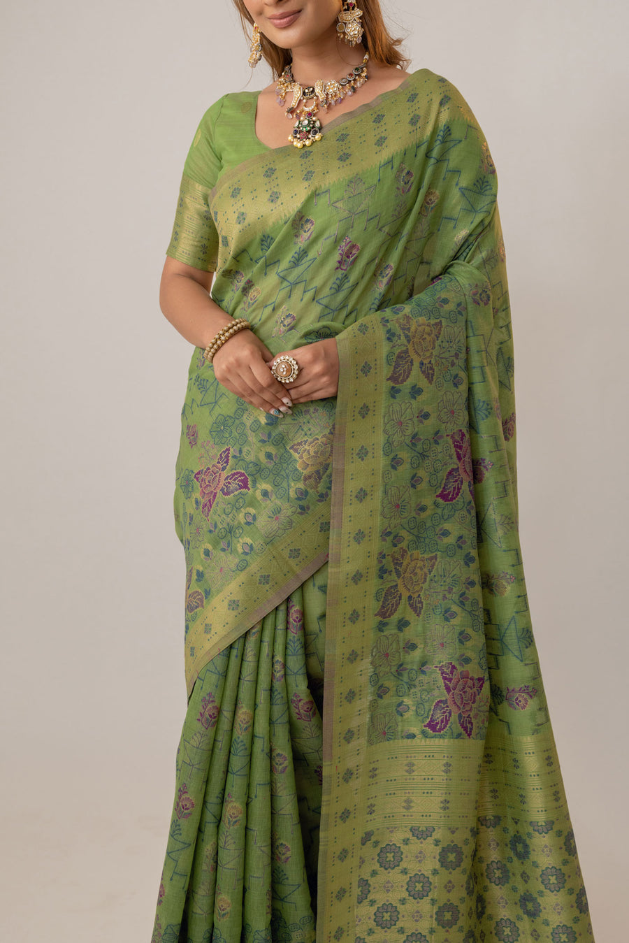 Juhi Cotton Green Saree